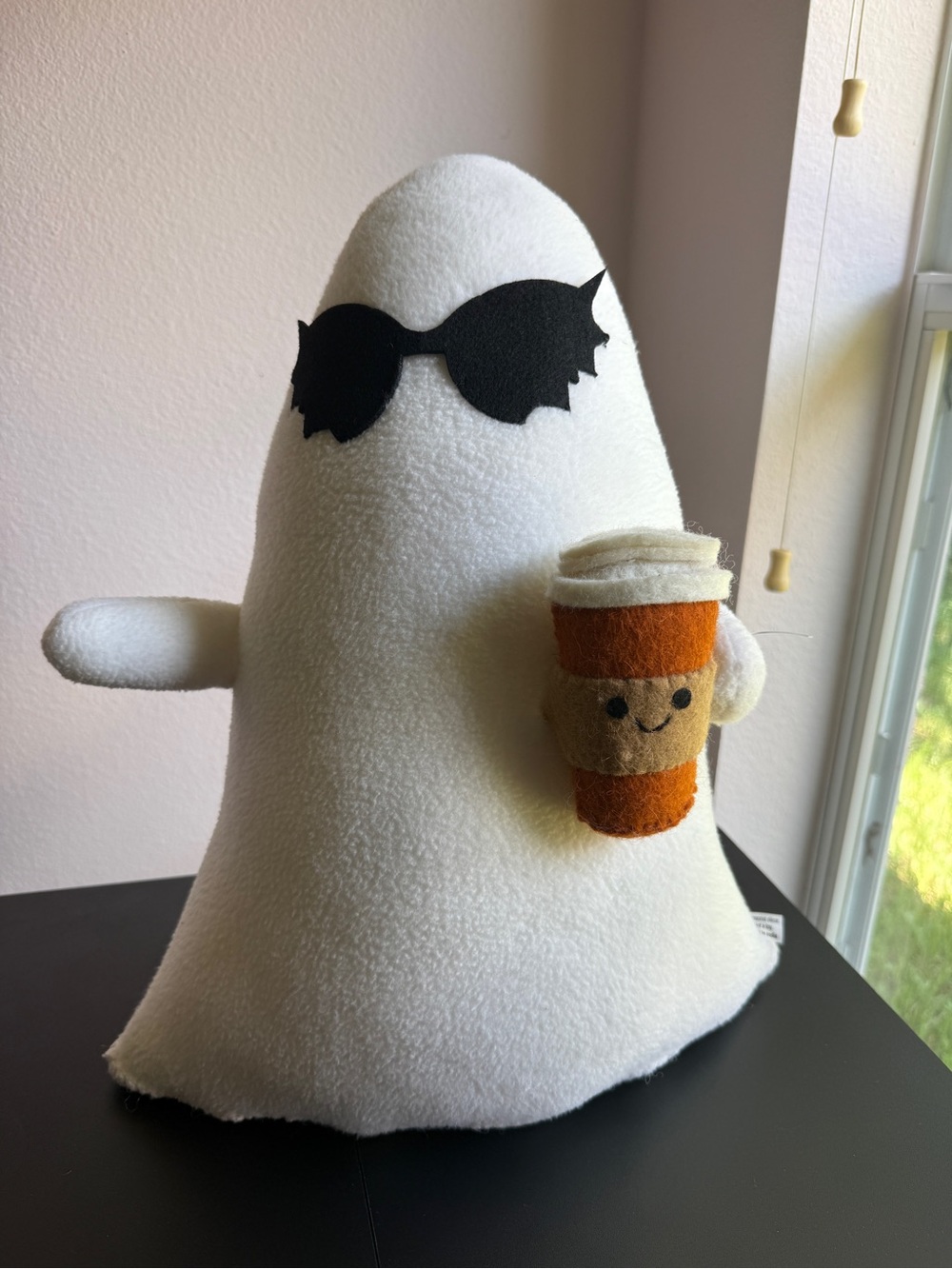 Halloween Plush Ghost Holding Pumpkin Spice Coffee / Latte (15” Weighted)